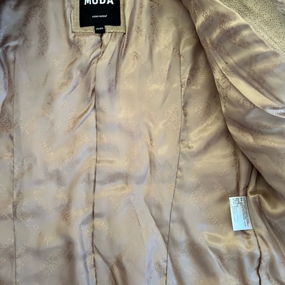 🍂Tan Suede Moto Jacket with Real Fox Fur Trim Size M - Picture 9 of 10